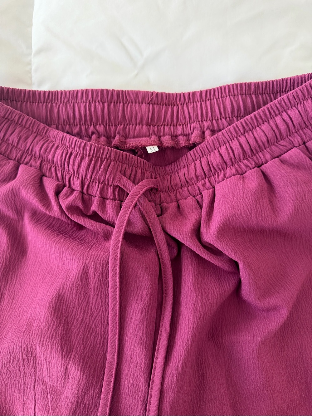 SHEIN Berry Drawstring Straight-Leg Linen Blend Pants - Picture 6 of 6